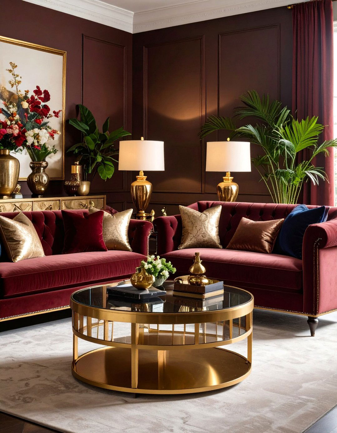 Brass Accent Glamour Lounge - 24 70s Living Room Ideas