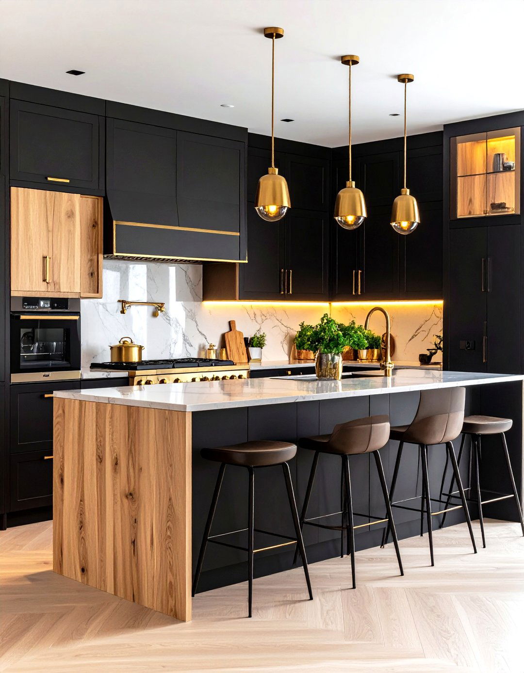 Brass Accent Kitchen Design - 24 Kitchen With Black Appliances