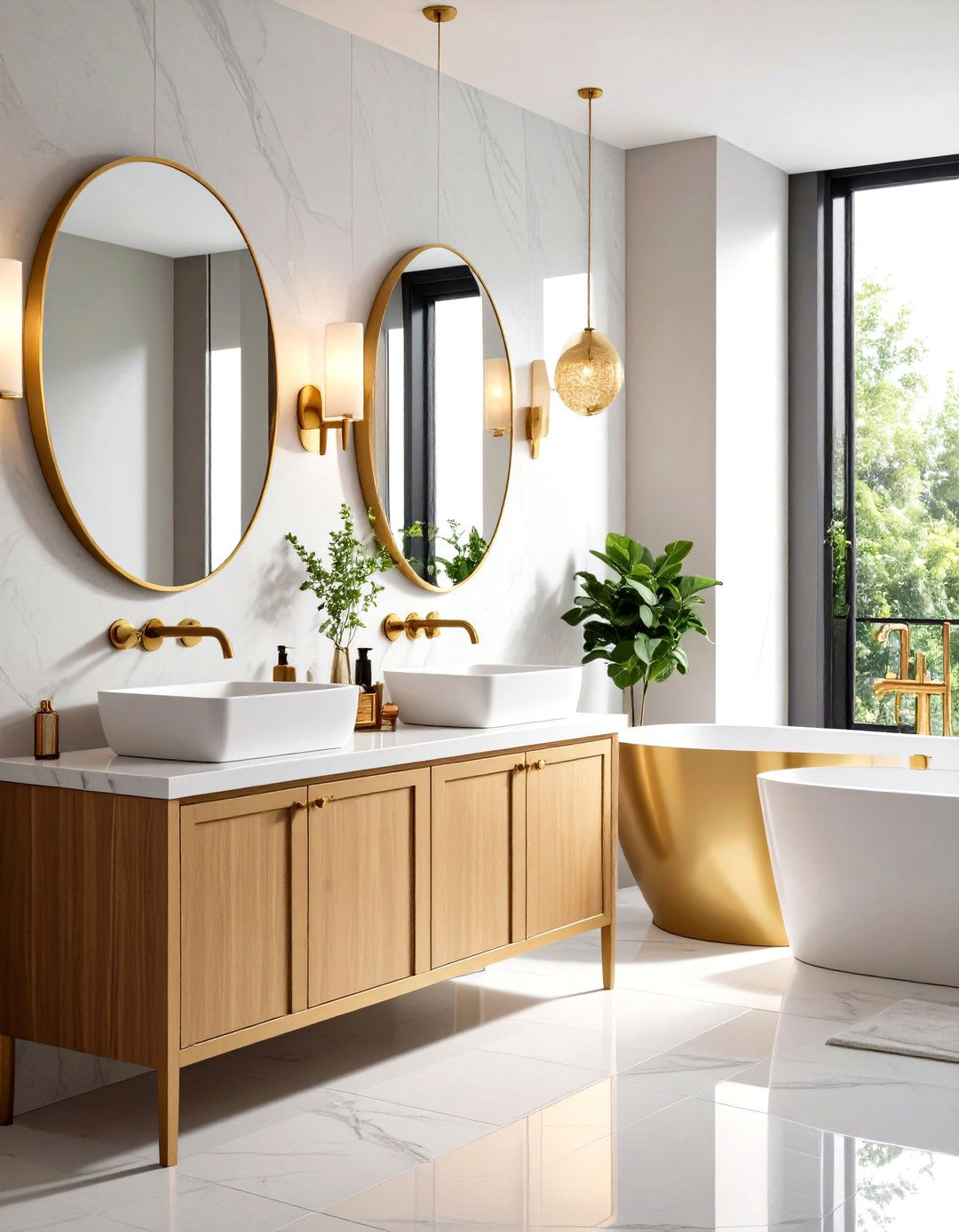 Brass Accent Sophistication - 24 luxury bathroom ideas