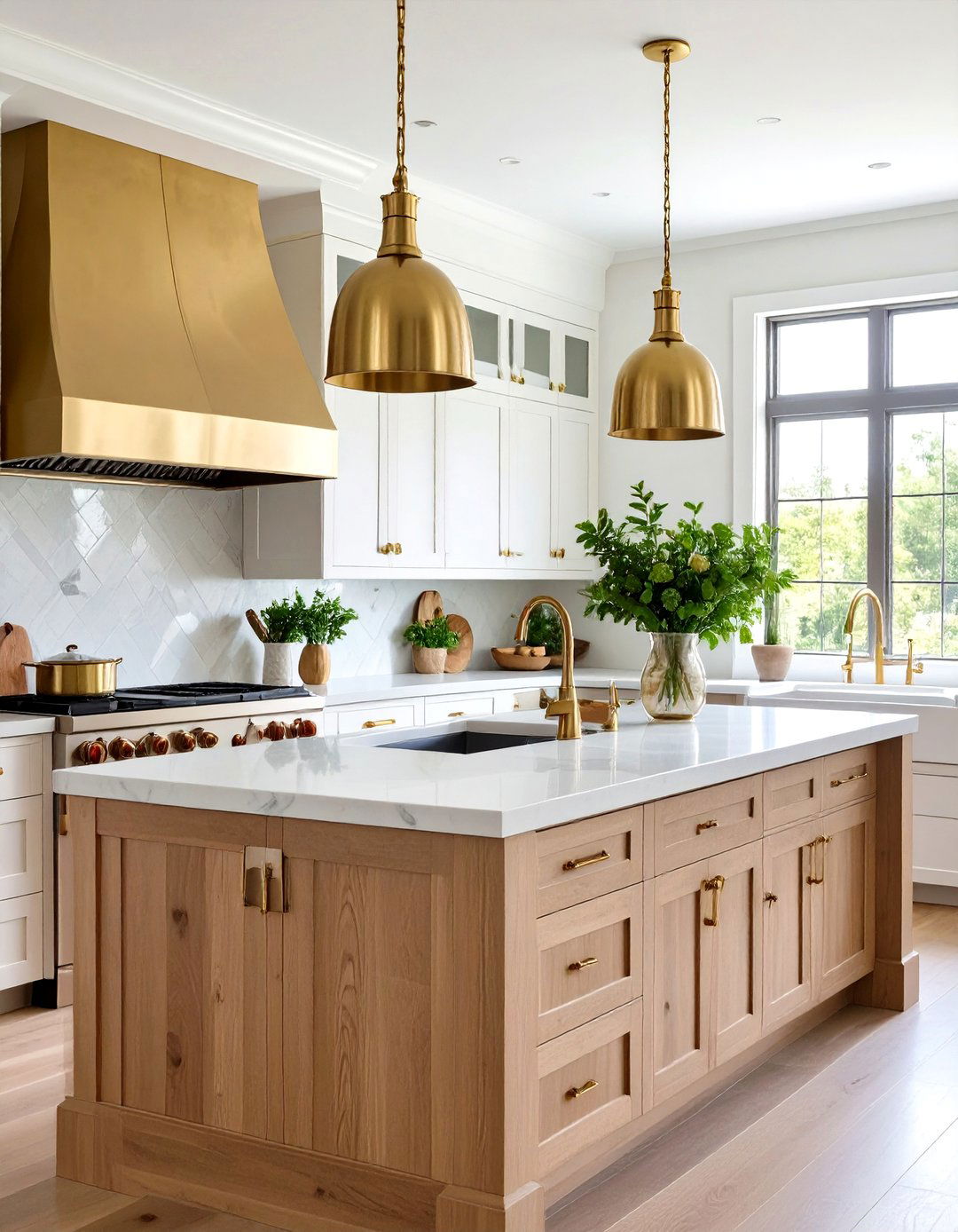 Brass Fixture Accents - 24 coastal kitchen ideas