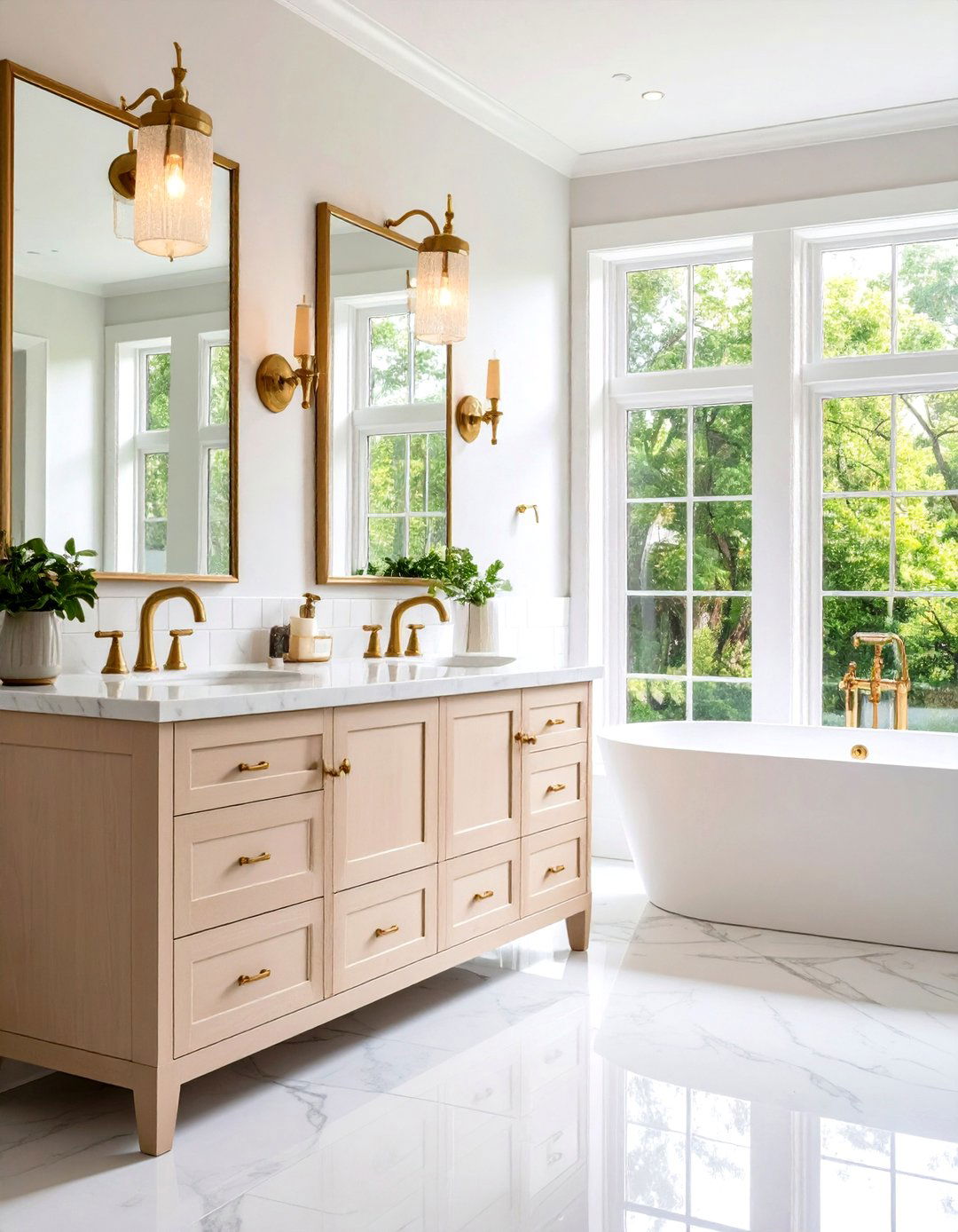 Brass Fixtures Vintage Charm Design - 24 Guest Bathroom Ideas