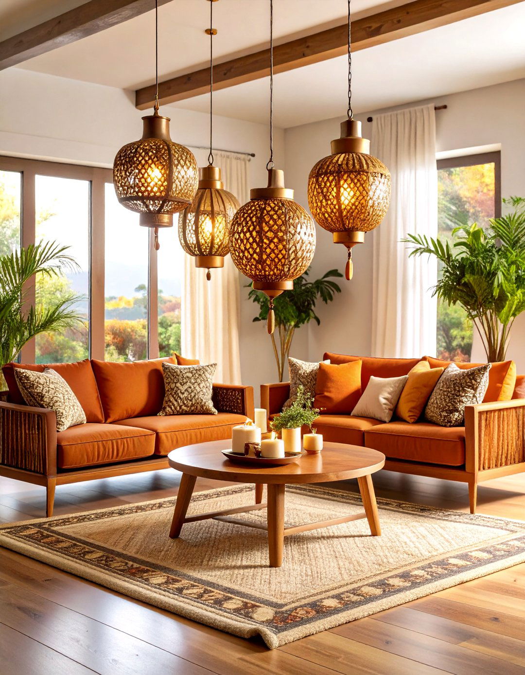 Brass Lantern Lighting Living Room - 24 Bohemian Moroccan Living Room Ideas