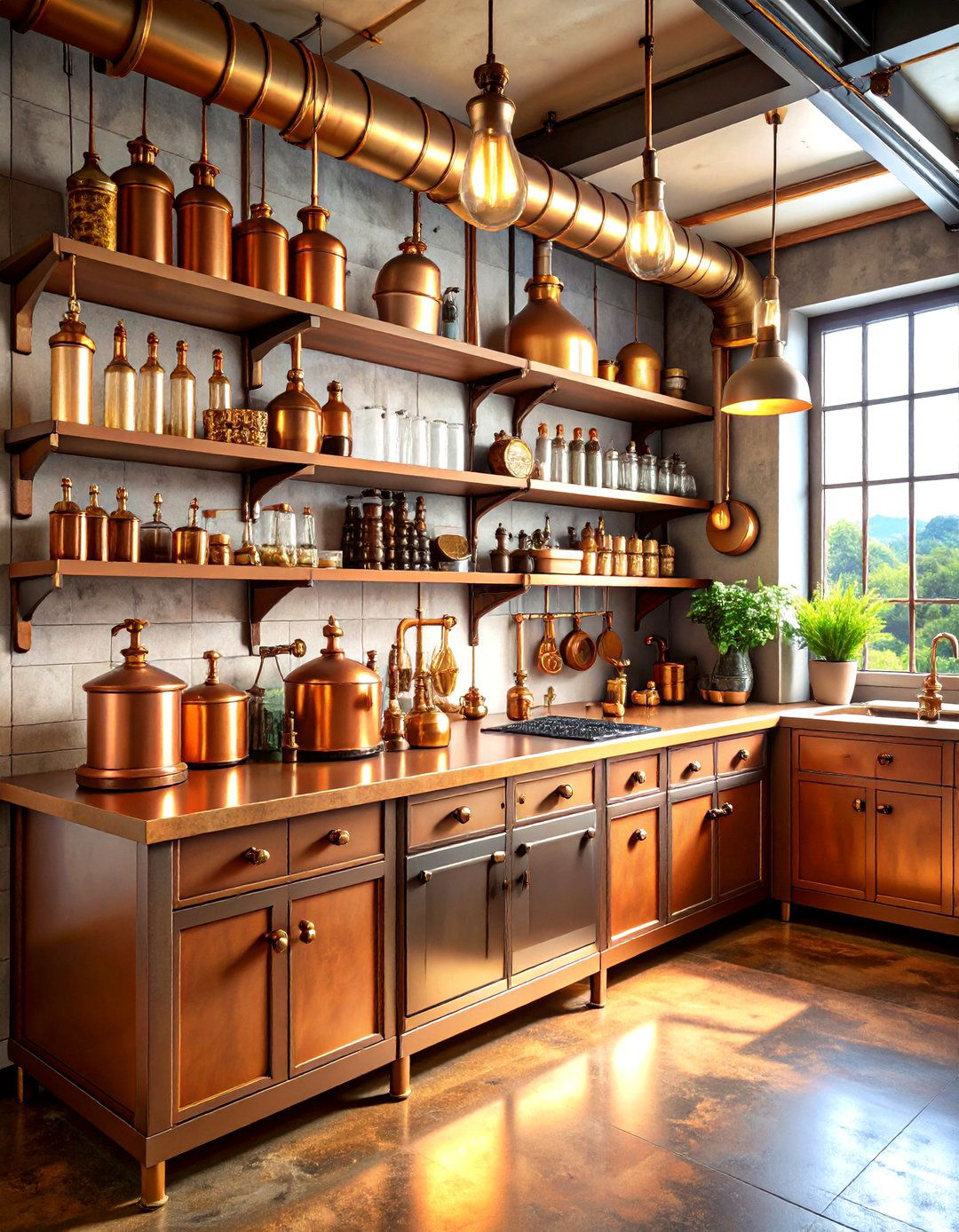 Brass and Copper Kitchen Laboratory - 24 Steampunk Interior Design Ideas