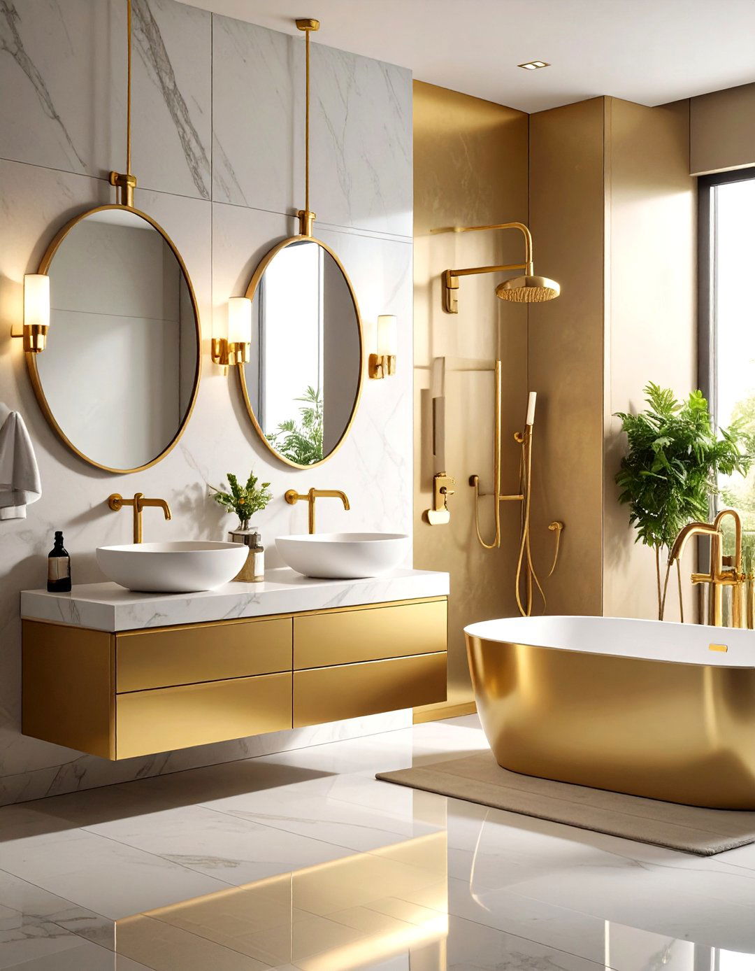 Brass and Gold Metallic Fixture Collections - 24 Art Deco Bathroom Ideas
