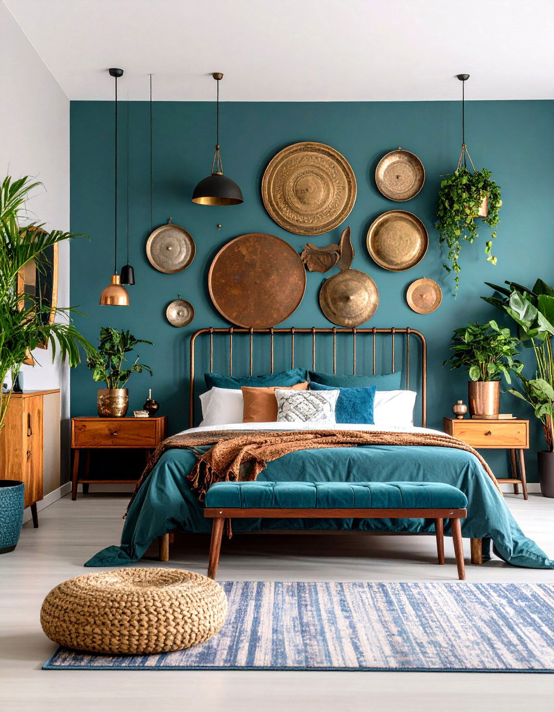 Brass and Metal Accent Wall - 24 Boho Wall Decor Ideas