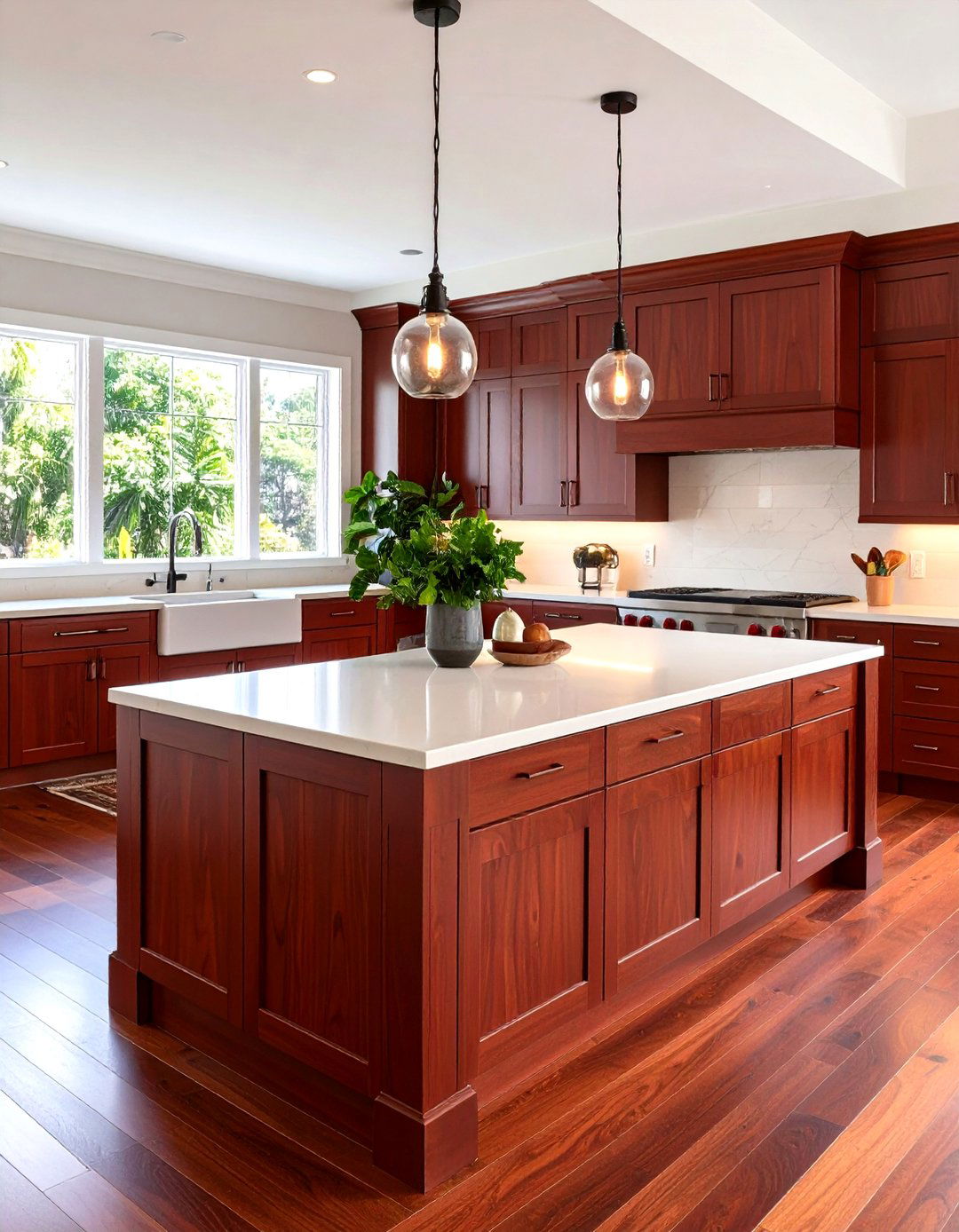 Brazilian Cherry Countertop Perimeters - 24 Wood Countertop Ideas