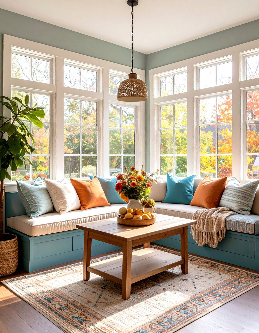 Breakfast Nook with Built In Prairie Style Banquette Seating - 24 Prairie-style Interior Design Ideas