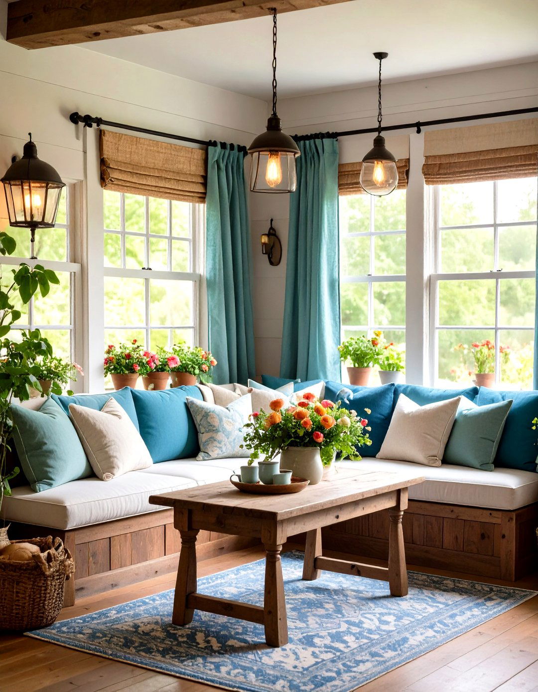 Breakfast Nook with Built in Banquette Seating - 24 Farmhouse Decor Ideas