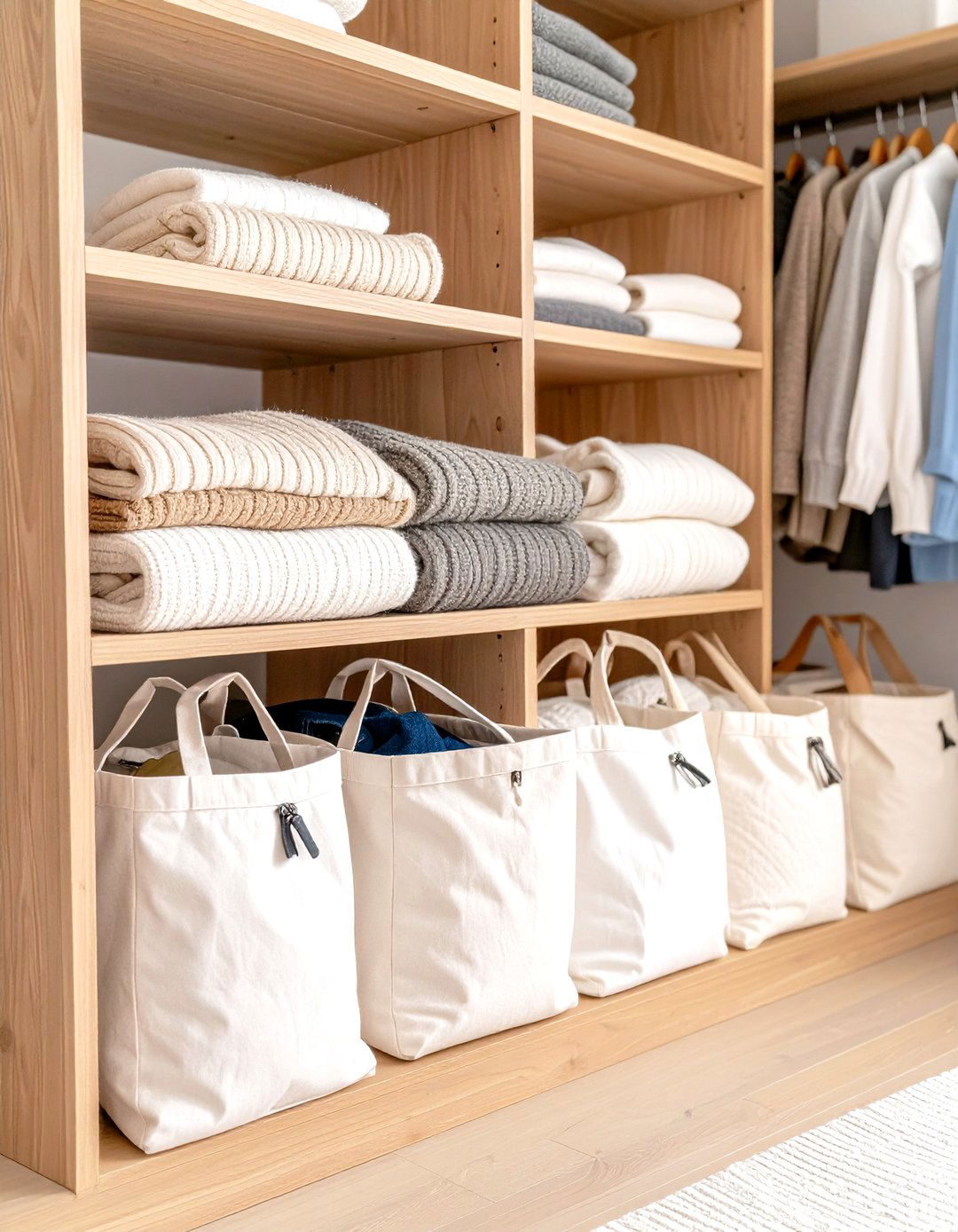 Breathable Cotton Storage Bags with Handles - 24 sweater storage ideas