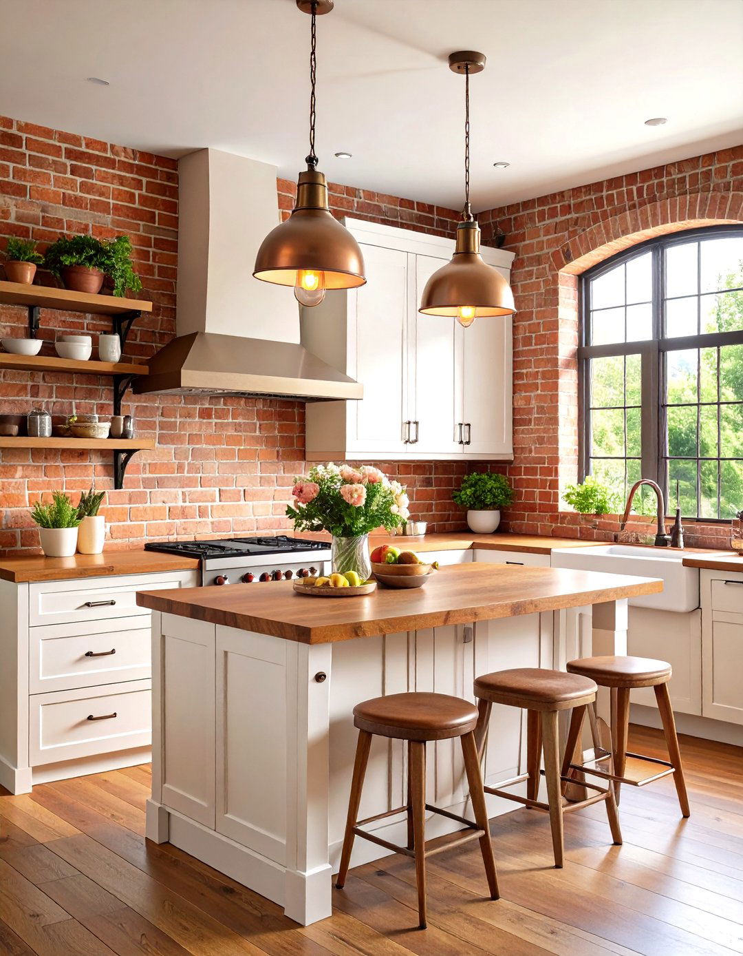 Brick Backsplash Rustic Kitchen Theme - 24 Rustic Kitchen Ideas