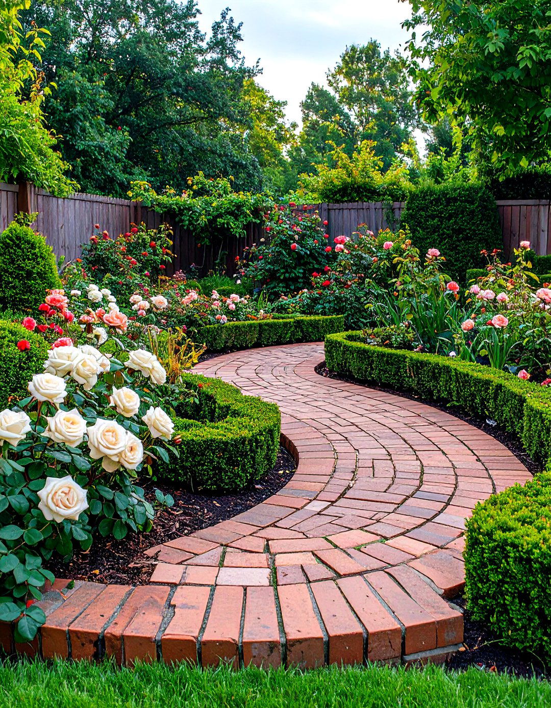 Brick Circle Garden Bed with Formal Victorian Style - 24 Round Garden Bed Ideas