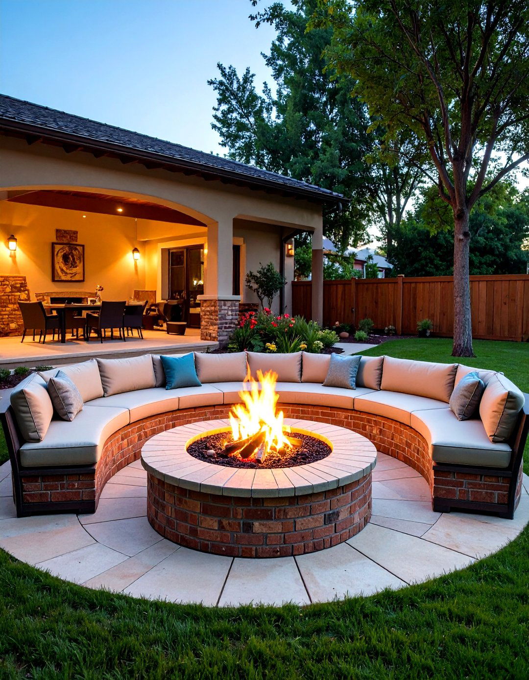 Brick Fire Pit with Built In Seating - 24 Brick Fire Pit Ideas