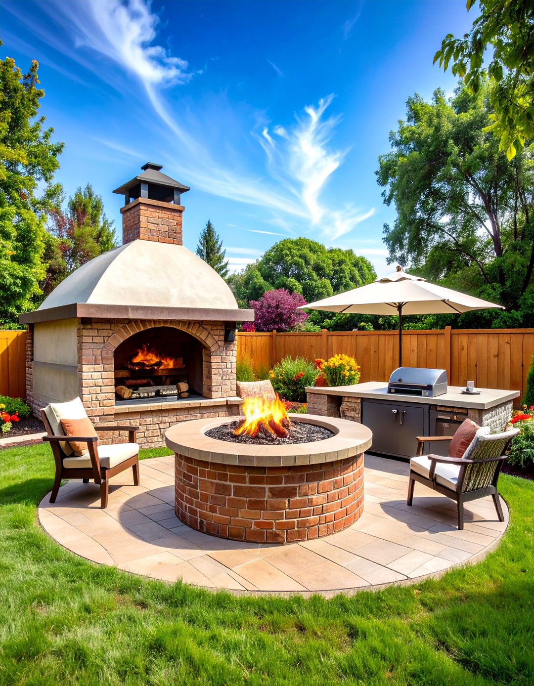 Brick Fire Pit with Pizza Oven Combination - 24 Fire Pit Ideas