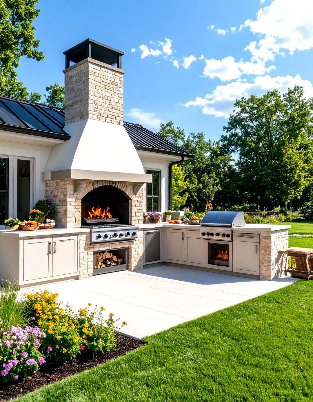 Brick Fireplace with Pizza Oven Combination - 24 Rustic Brick Fireplace Ideas