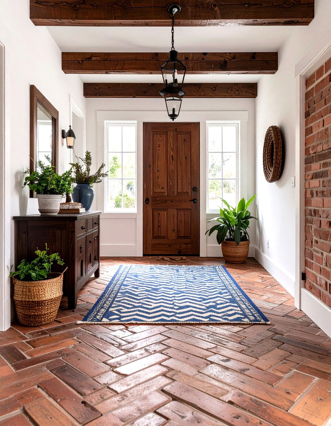 Brick Floor Rustic Foundation - 24 Farmhouse Entryway Ideas