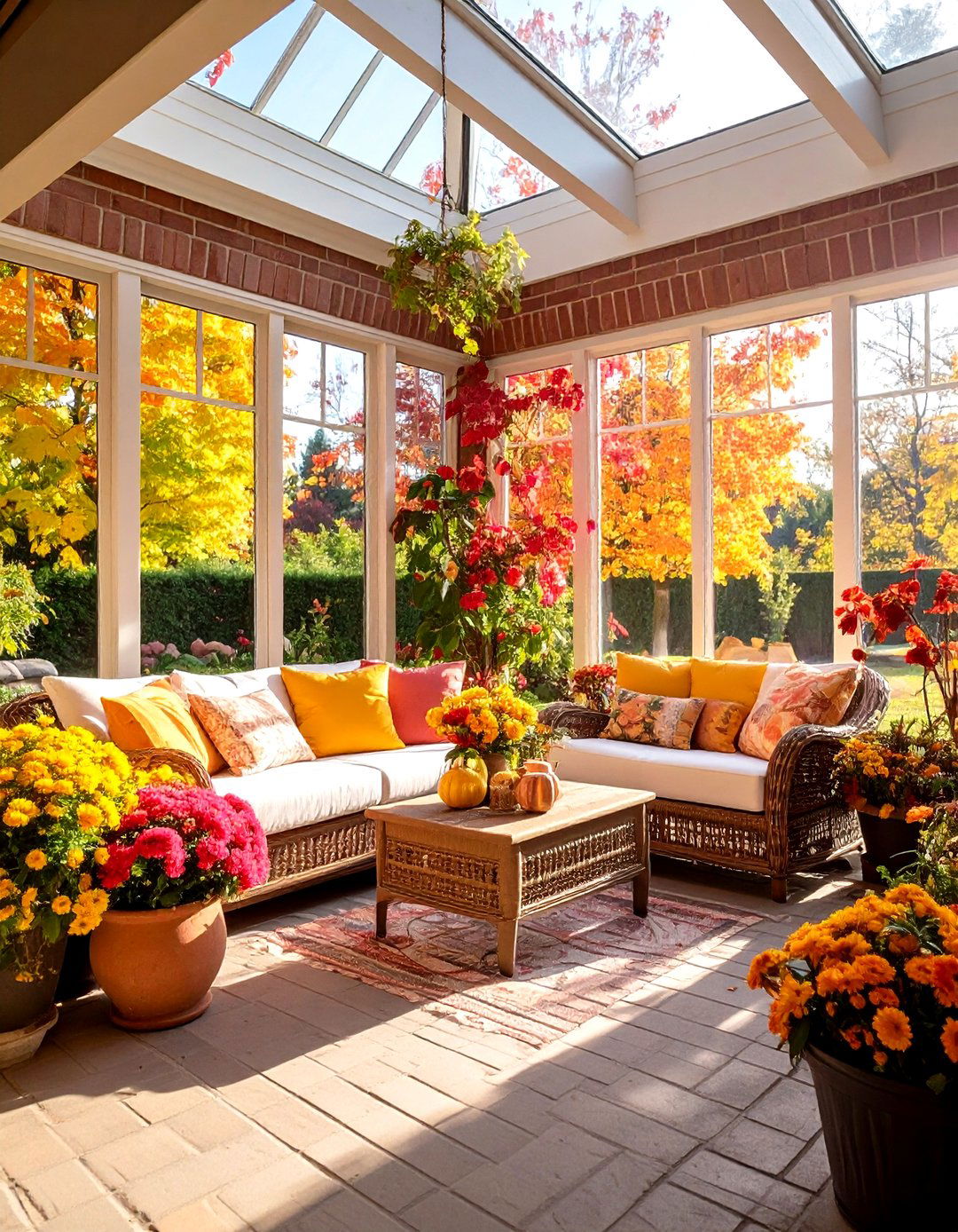 Brick Floor Seasonal Sunroom - 24 Brick Floor Sunroom Ideas