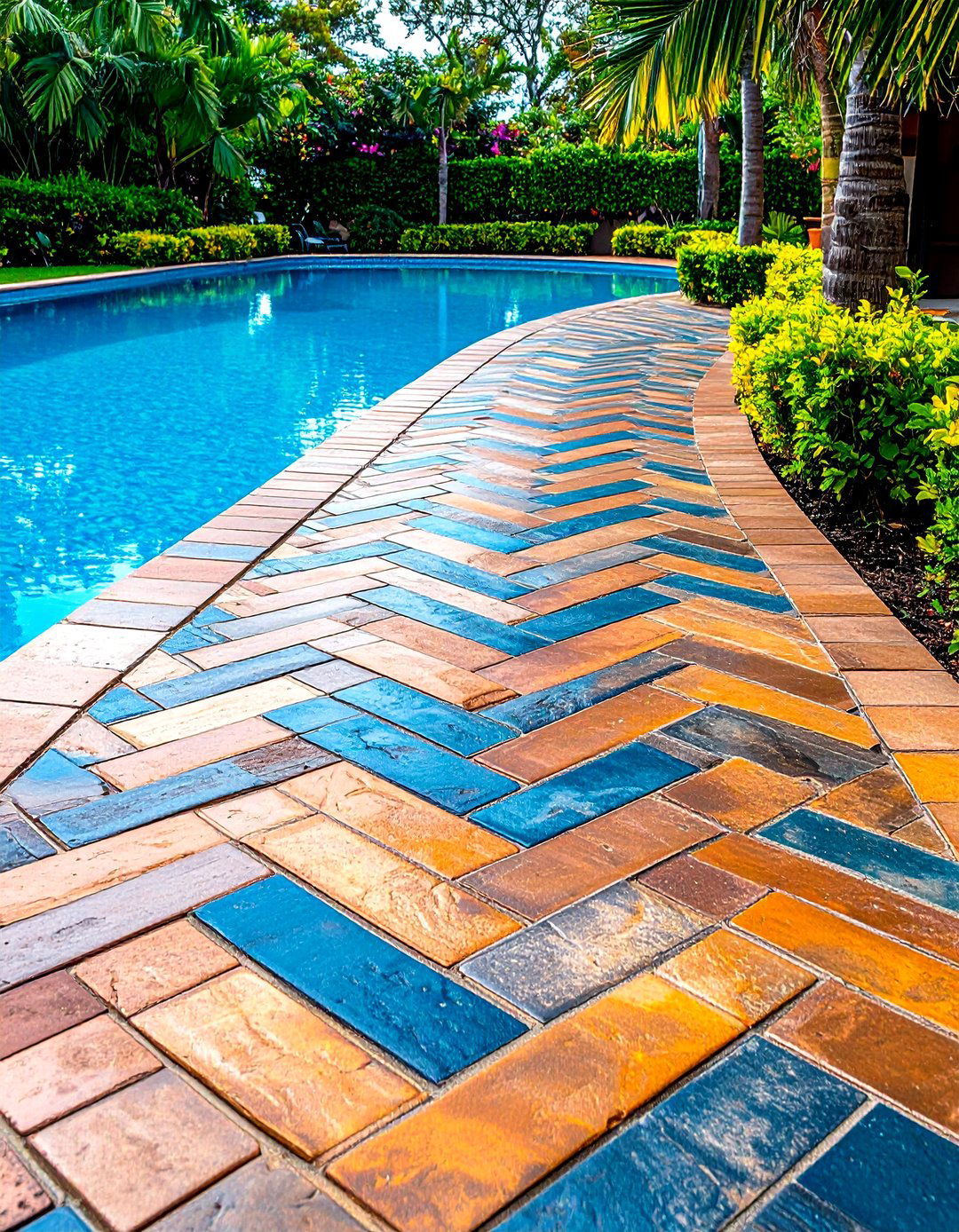Brick Herringbone Pool Walkway Pattern - 24 Pool Walkway Ideas