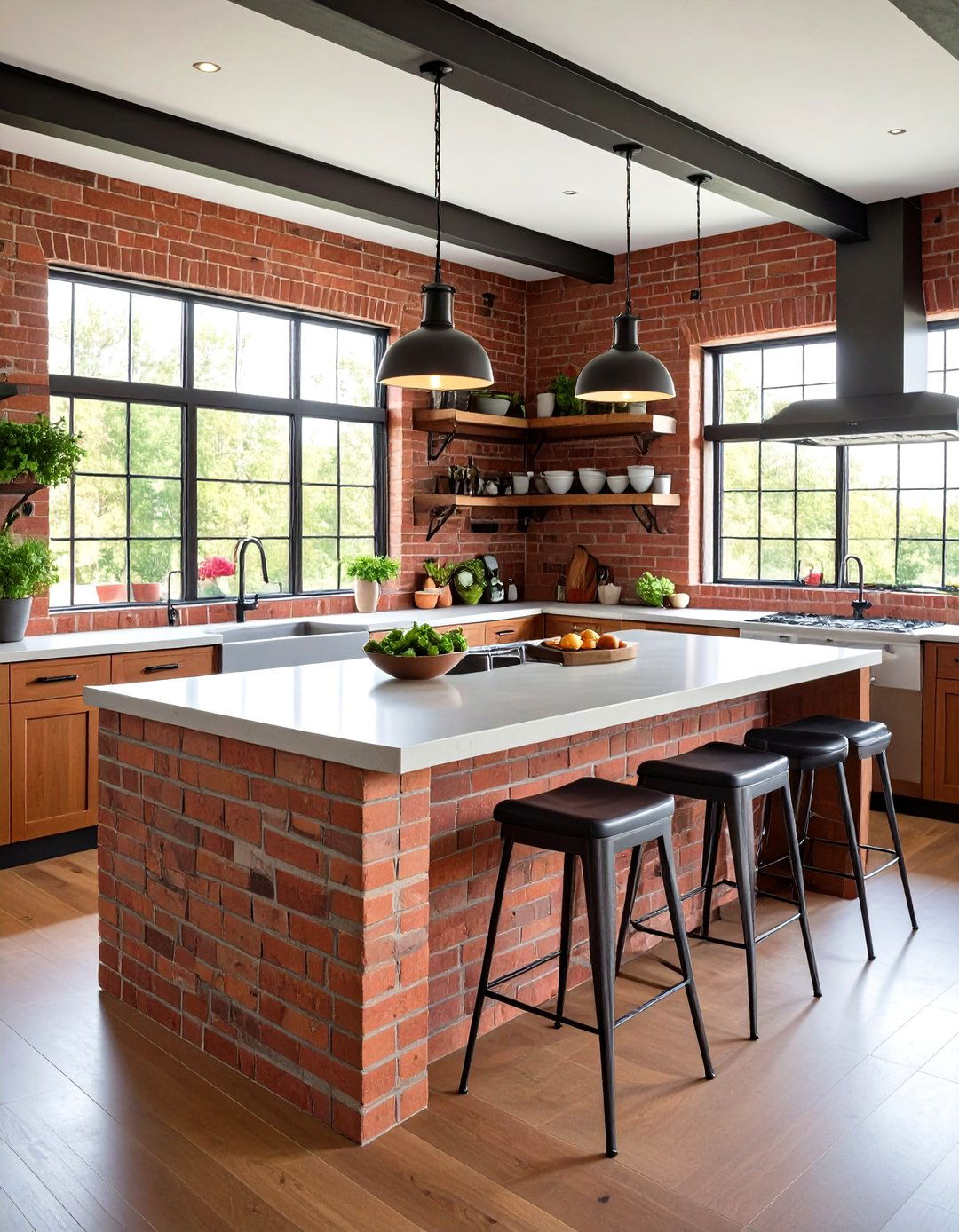 Brick Kitchen Island Base - 24 Brick Accent Wall Ideas