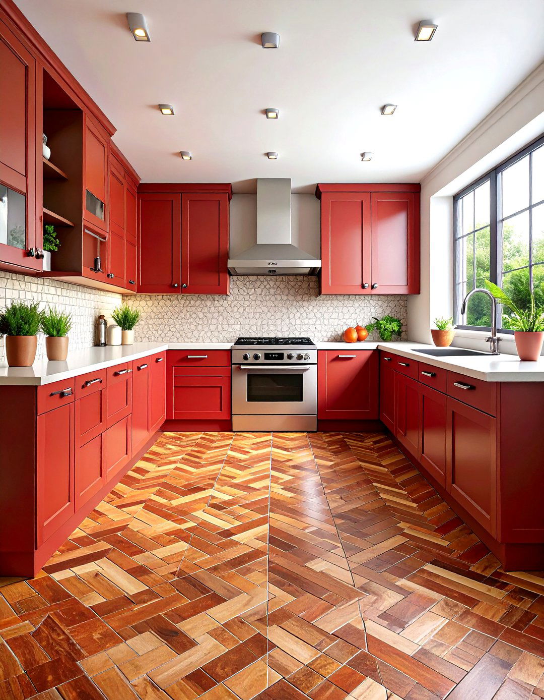 Brick Pattern Luxury Vinyl Kitchen Flooring - 24 Kitchen Floor Ideas