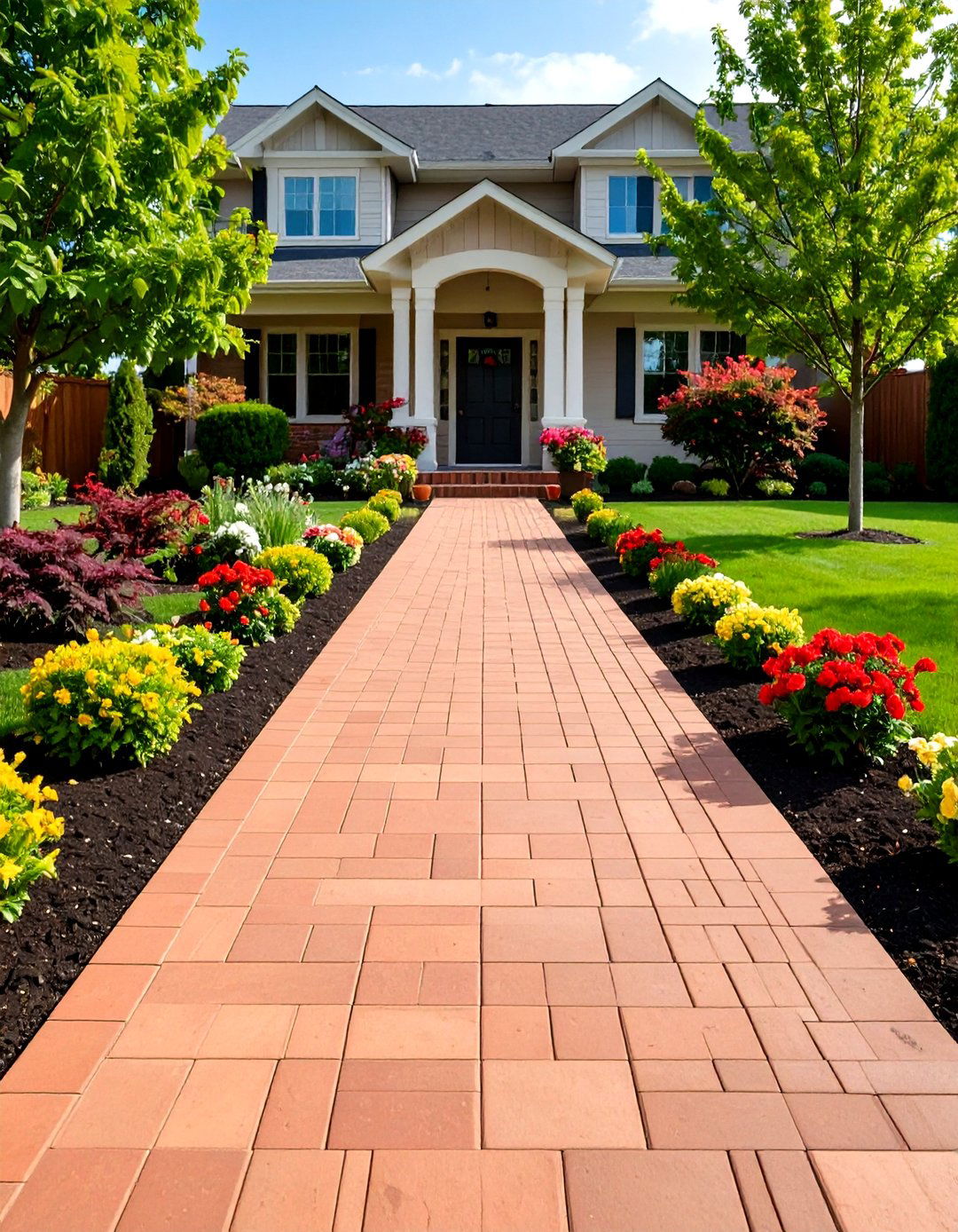 Brick Paver Running Bond Pattern Walkway - 24 Front Walkway Ideas