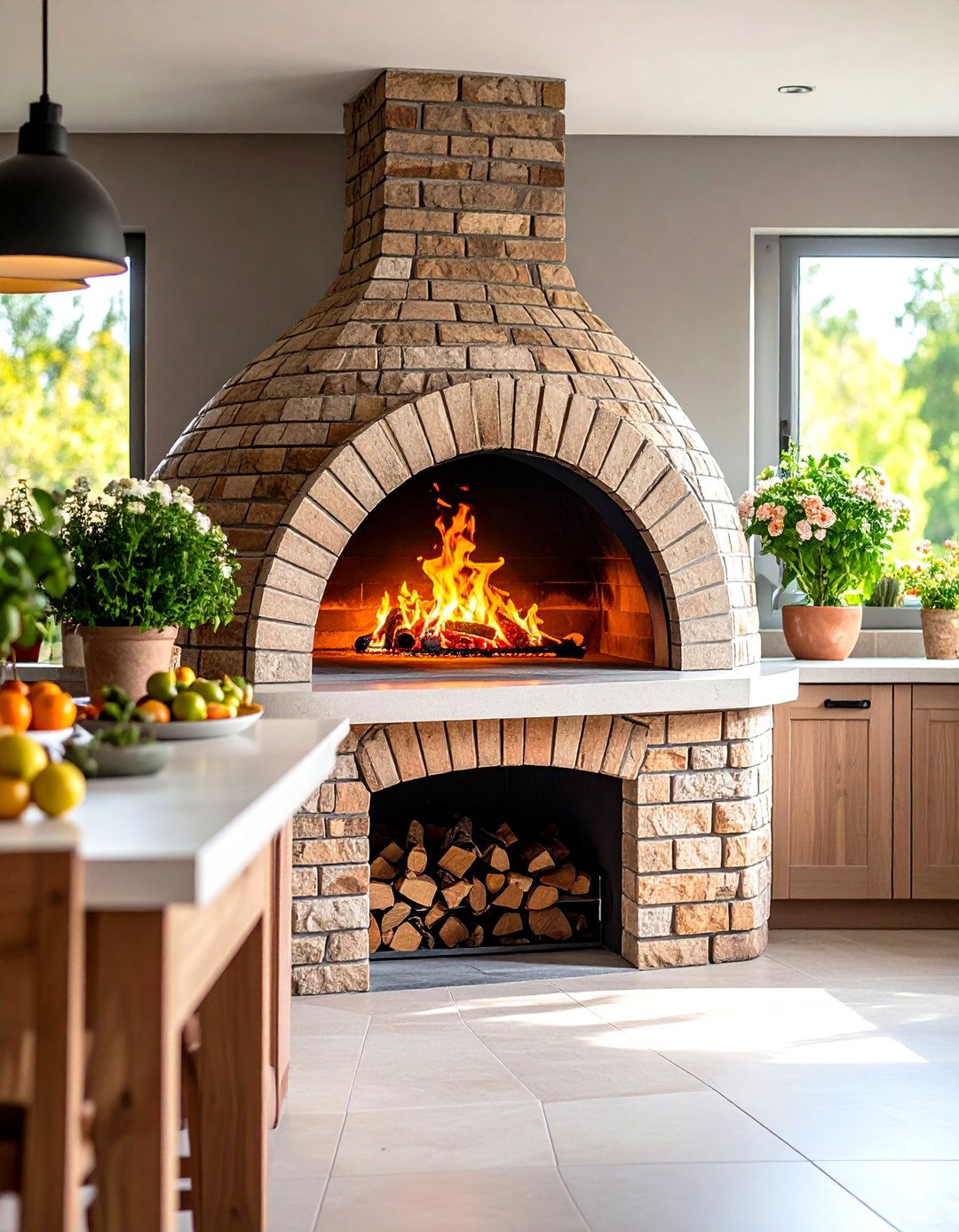 Brick Pizza Oven Feature - 24 Tuscan Kitchen Design Ideas