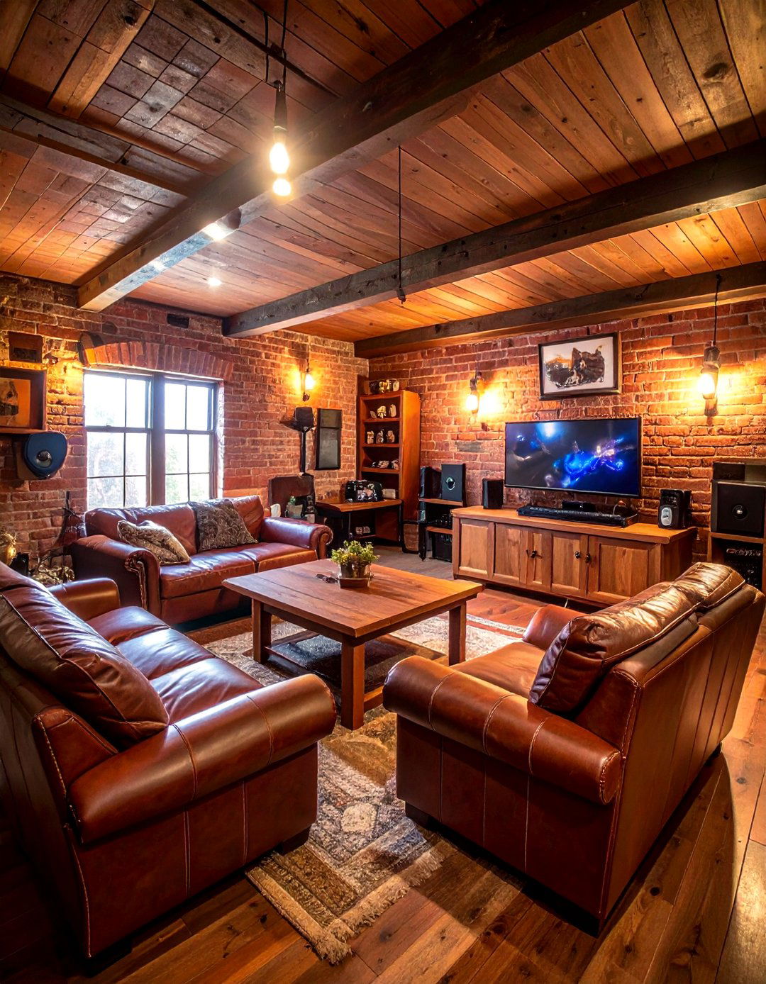 Brick Red Rustic Gaming - 24 Game Room Paint Ideas