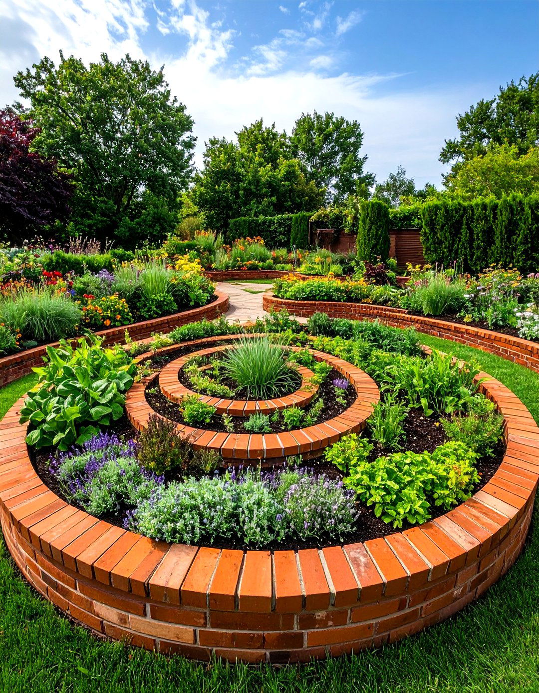 Brick Spiral Raised Beds - 24 Spiral Garden Design Ideas