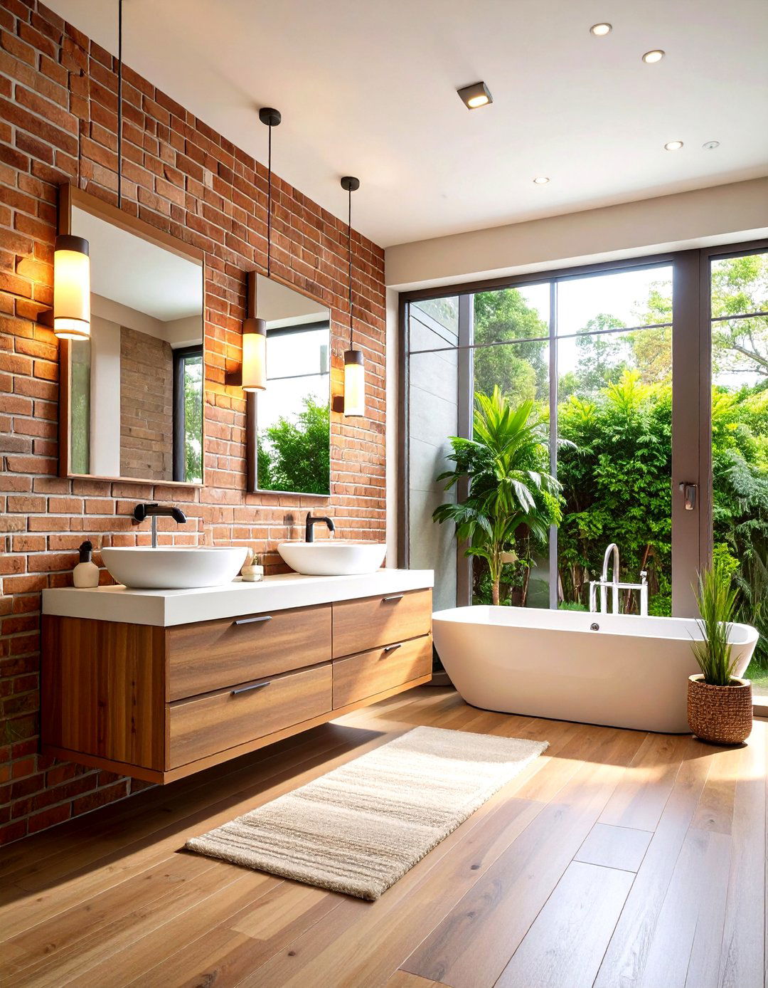 Brick Veneer Bathroom Vanity Wall - 24 Brick Accent Wall Ideas