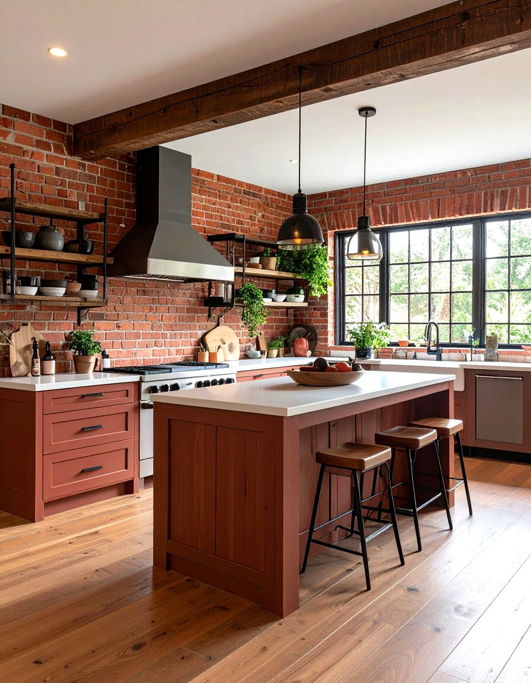 Brick Veneer Rustic Red - 24 Rustic Backsplash Ideas