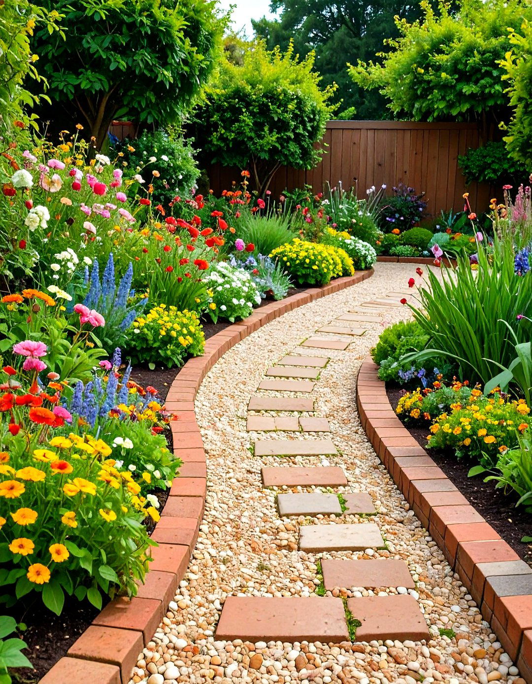 Brick and Gravel Bordered Design - 24 Farmhouse Walkway Ideas