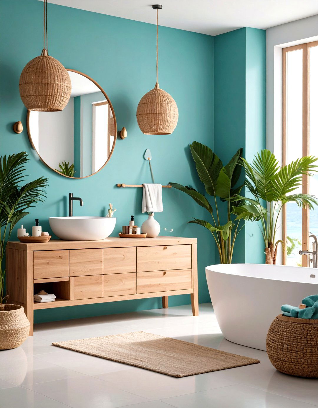 Bright Turquoise Island Escape - 24 Colorful Bathroom Ideas