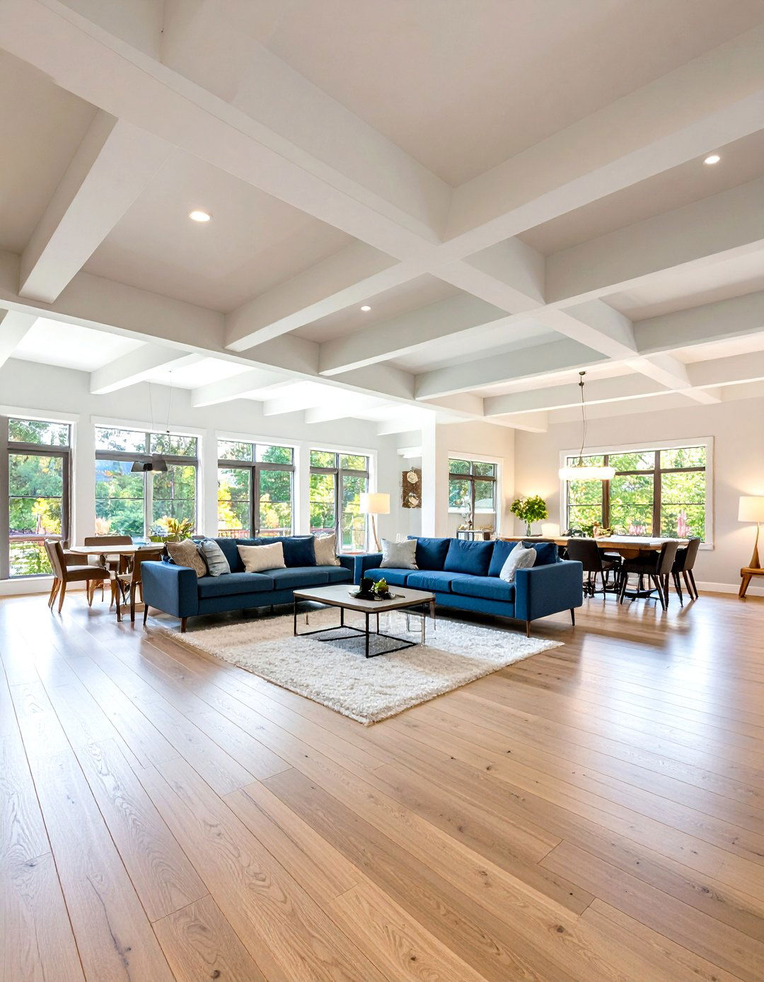 Bright White Exposed Beam System - 24 Exposed Basement Ceiling Ideas