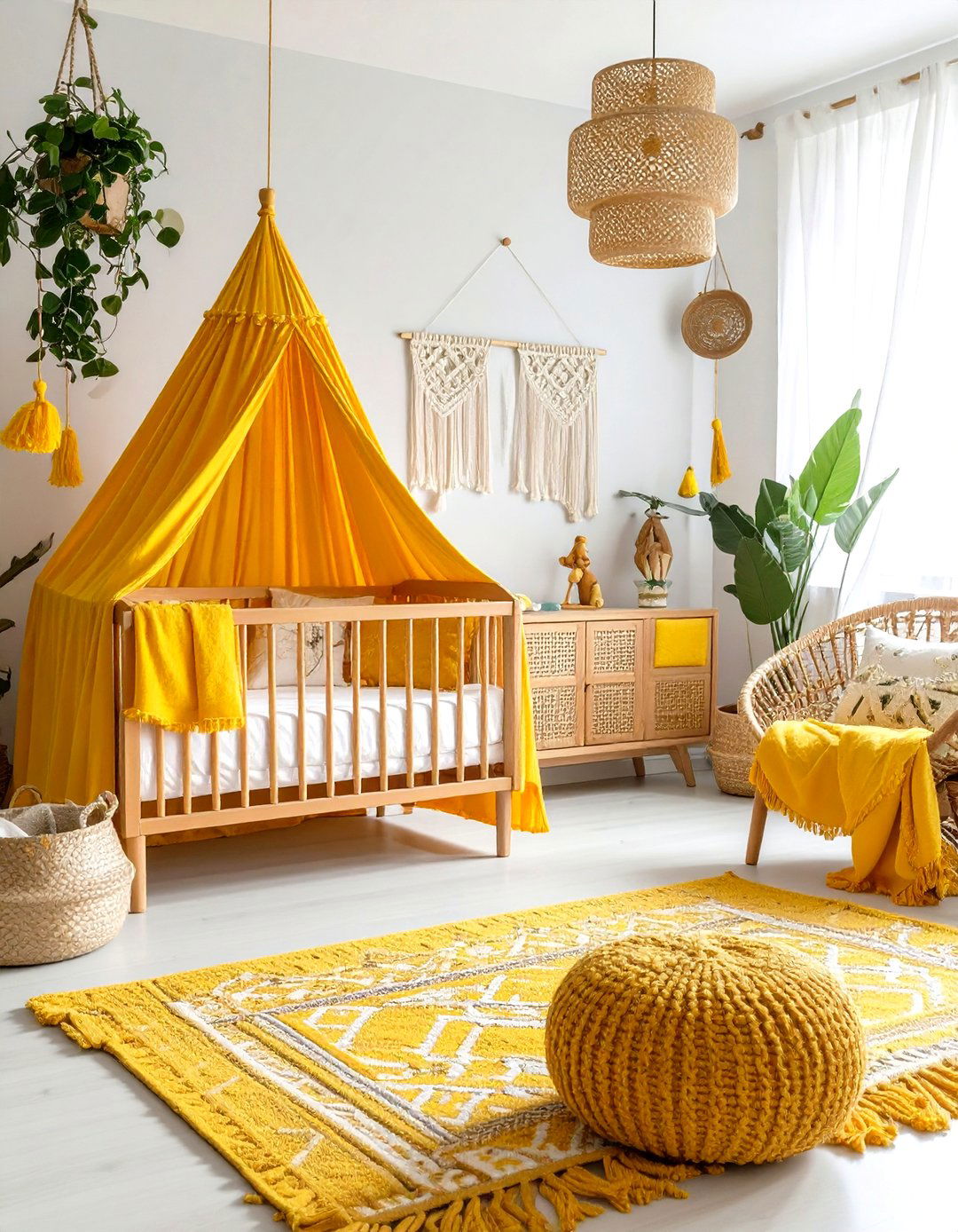 Bright Yellow Boho Chic Design - 24 Yellow Nursery Ideas