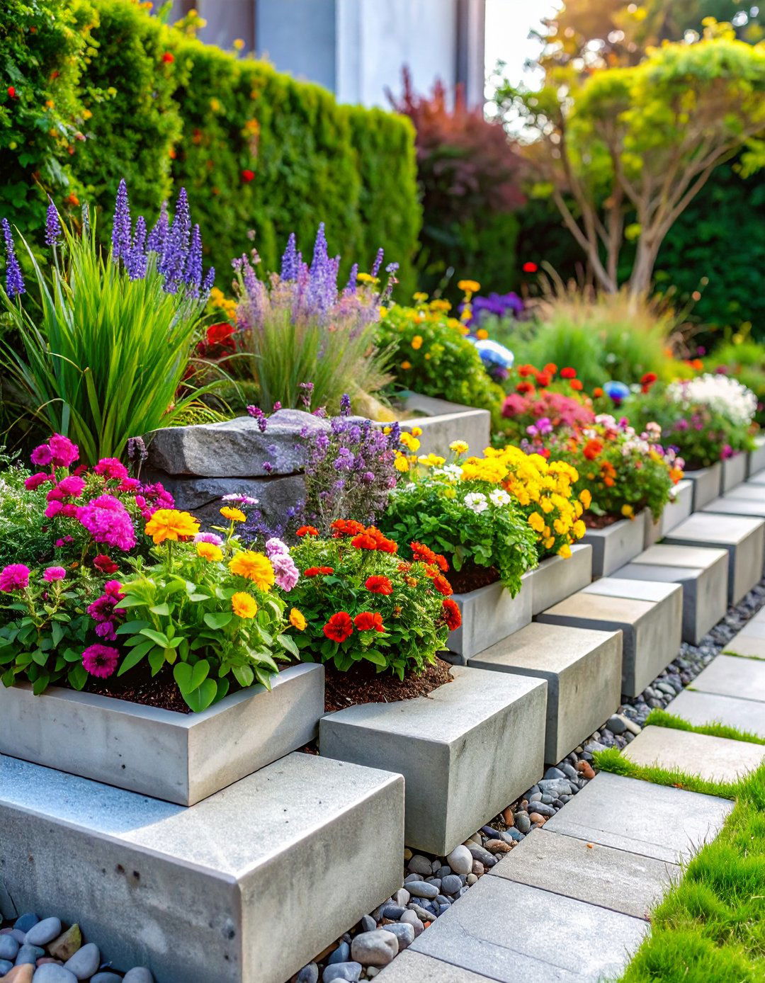 Broken Concrete Urbanite Edging - 24 Recycled Garden Edging Ideas