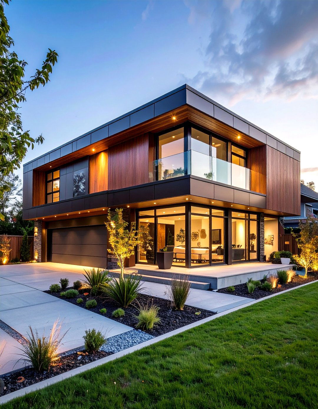Bronze Brown Metal Panel Industrial Modern - 24 Dark Brown House Exterior Ideas