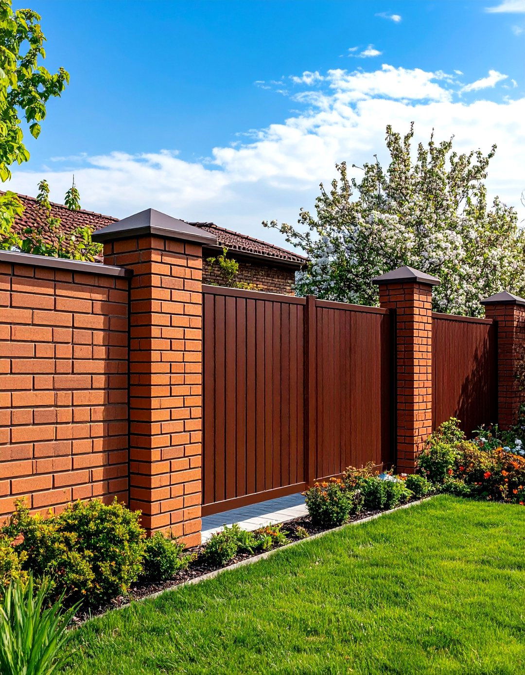 Brown Brick Fence and Wall Systems - 24 Brown Brick Exterior Home Ideas