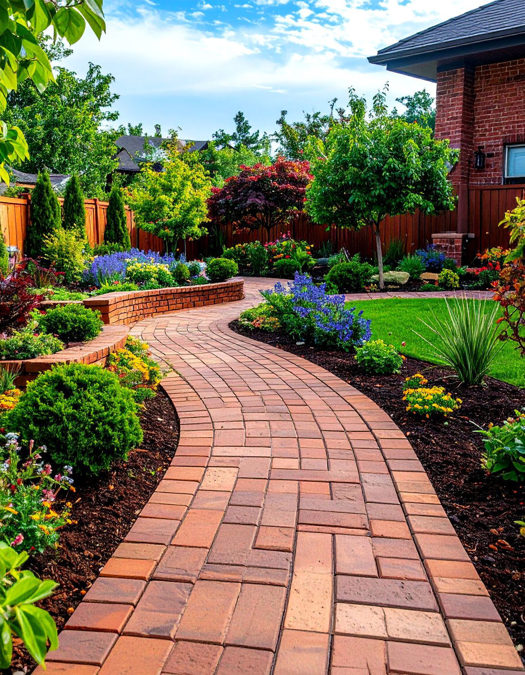 Brown Brick Landscape Integration - 24 Brown Brick Exterior Home Ideas