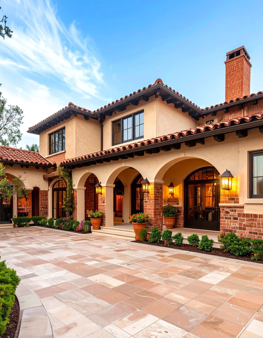 Brown Brick Mediterranean Influence - 24 Brown Brick Exterior Home Ideas