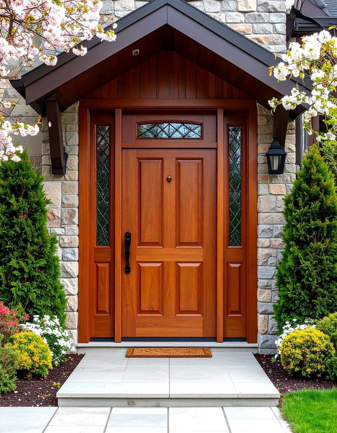 Brown Front Doors with Sidelights - 24 Brown Front Door Ideas