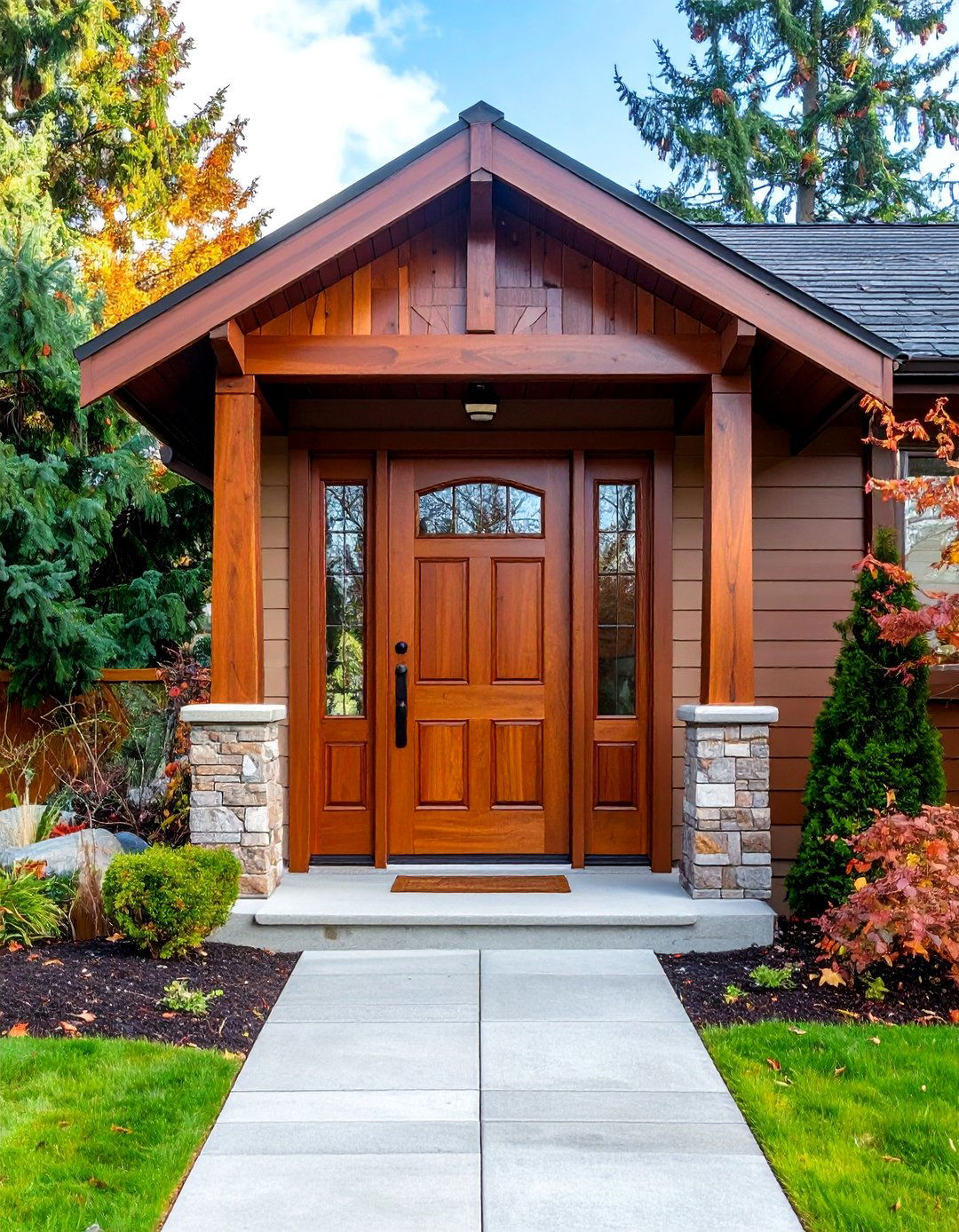 Brown Front Doors with Transom Windows - 24 Brown Front Door Ideas
