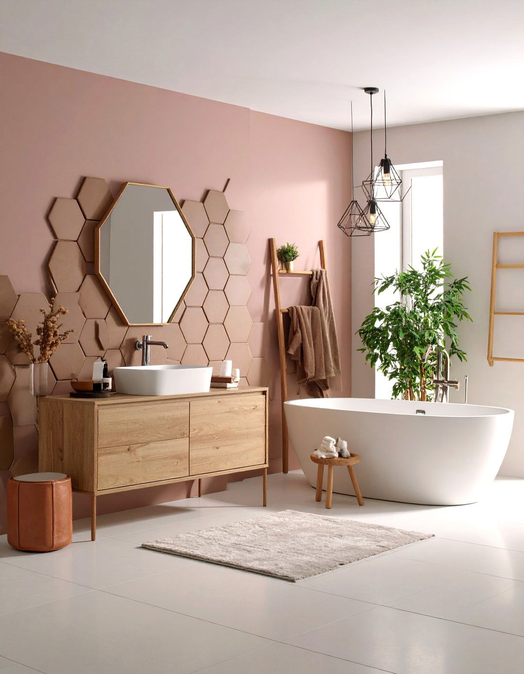 Brown Geometric Pattern Play - 24 Brown Bathroom Ideas