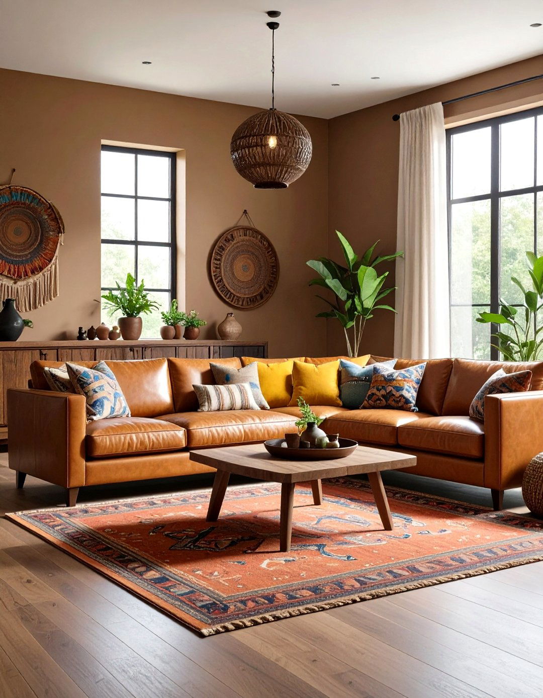 Brown Global Style Living Room Cultural Richness - 24 Brown Living Room Ideas