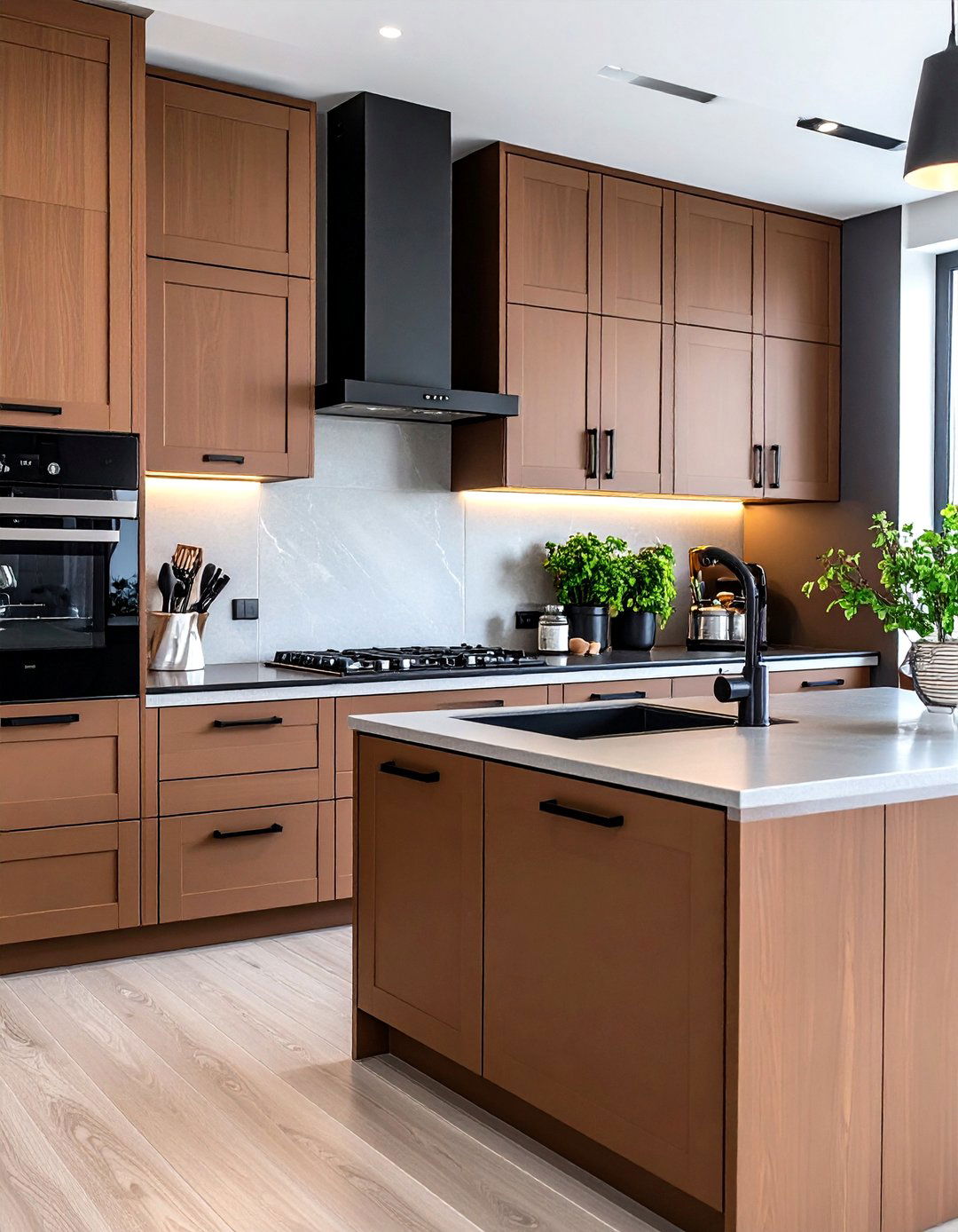 Brown Kitchen Cabinets with Black Hardware and Fixtures - 24 Brown Kitchen Cabinets With Black Countertops