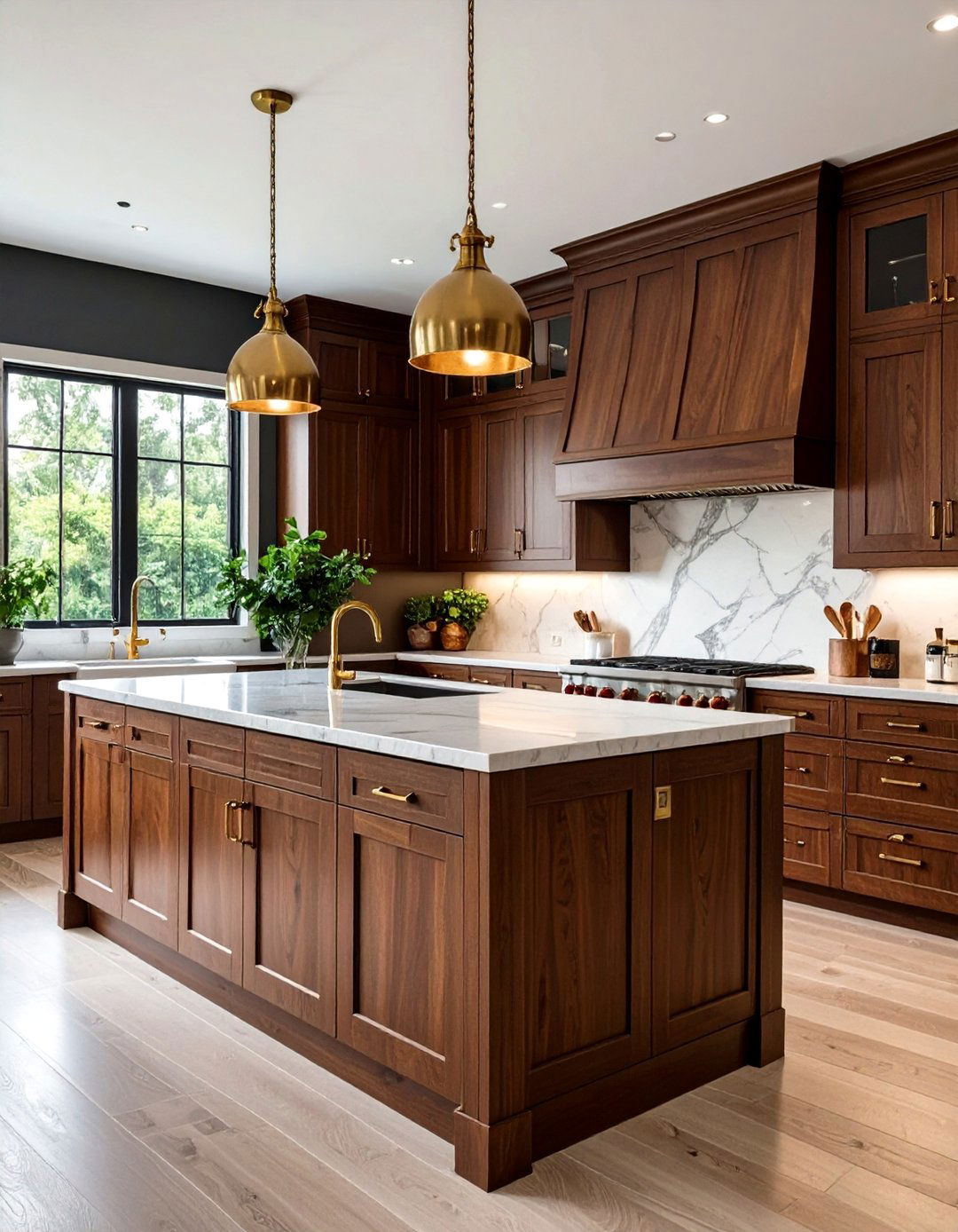 Brown Kitchen Cabinets with Brass Hardware - 24 Brown Kitchen Cabinets Ideas