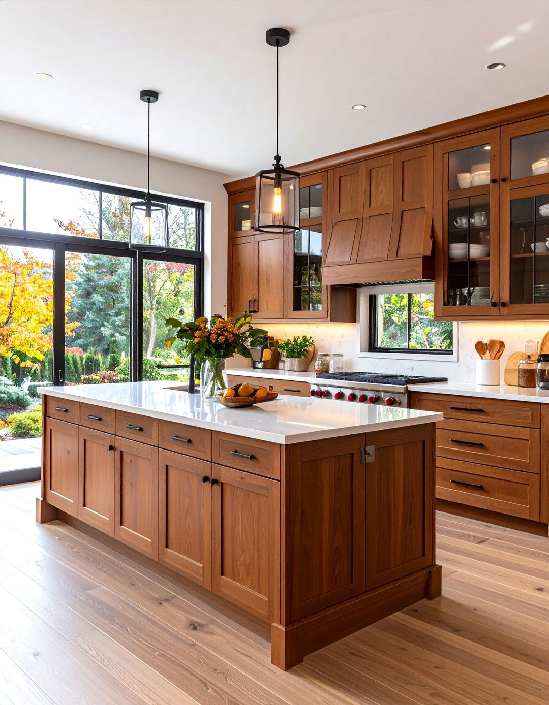 Brown Kitchen Cabinets with Glass Doors - 24 Brown Kitchen Cabinets Ideas