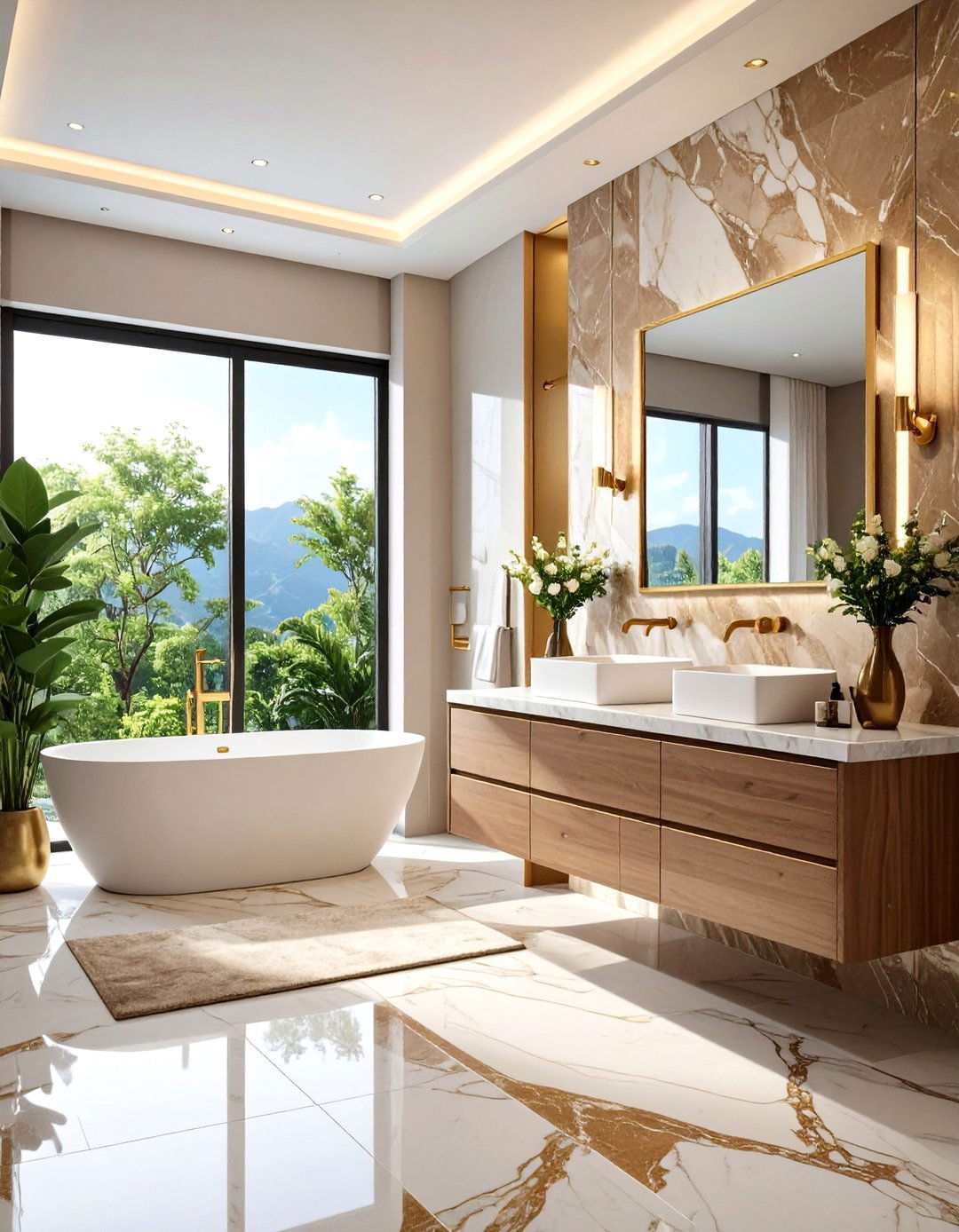 Brown Marble Luxury Statement - 24 Brown Bathroom Ideas