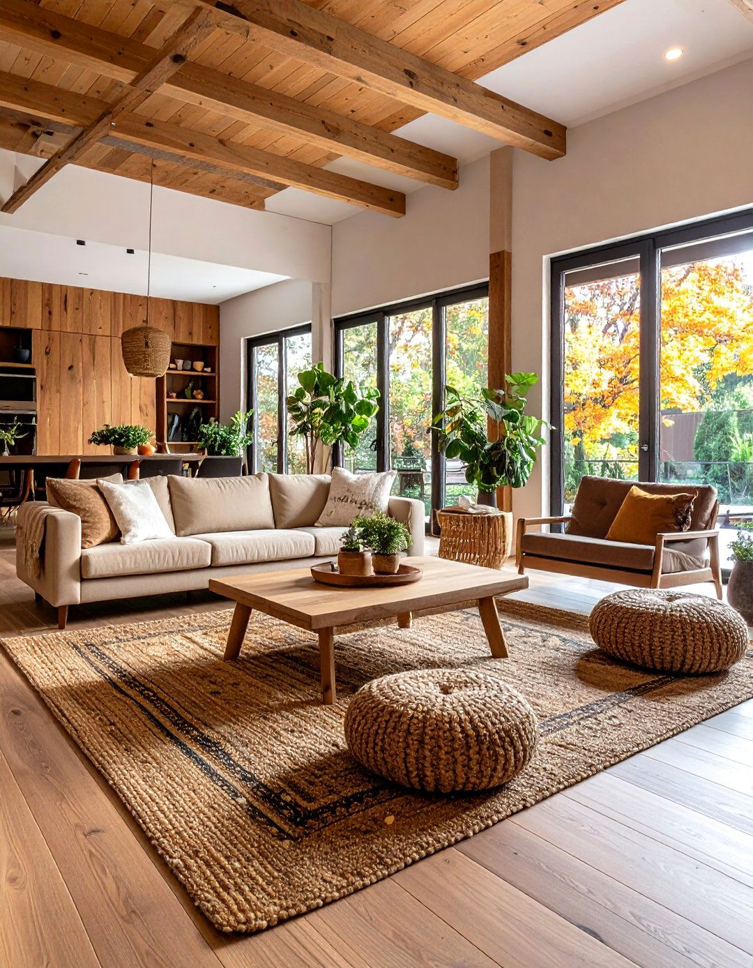 Brown Open Concept Living Room Flow - 24 Brown Living Room Ideas