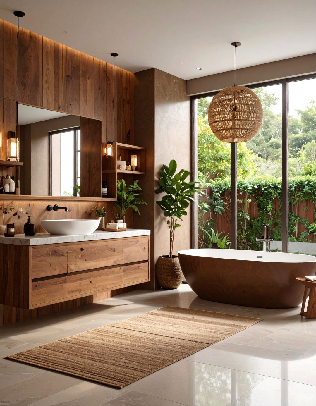 Brown Textural Mix Mastery - 24 Brown Bathroom Ideas