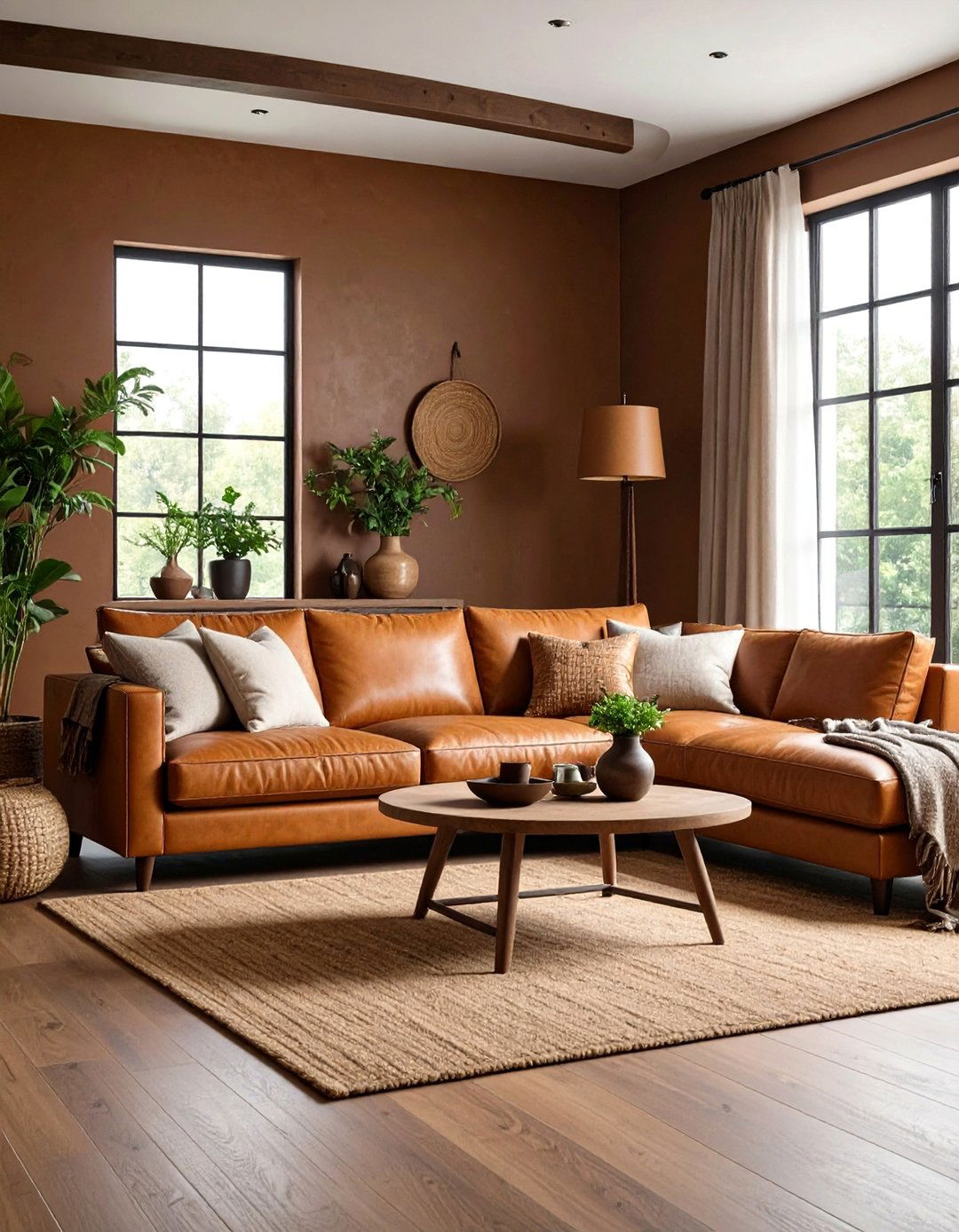 Brown Textured Living Room Layered Design - 24 Brown Living Room Ideas