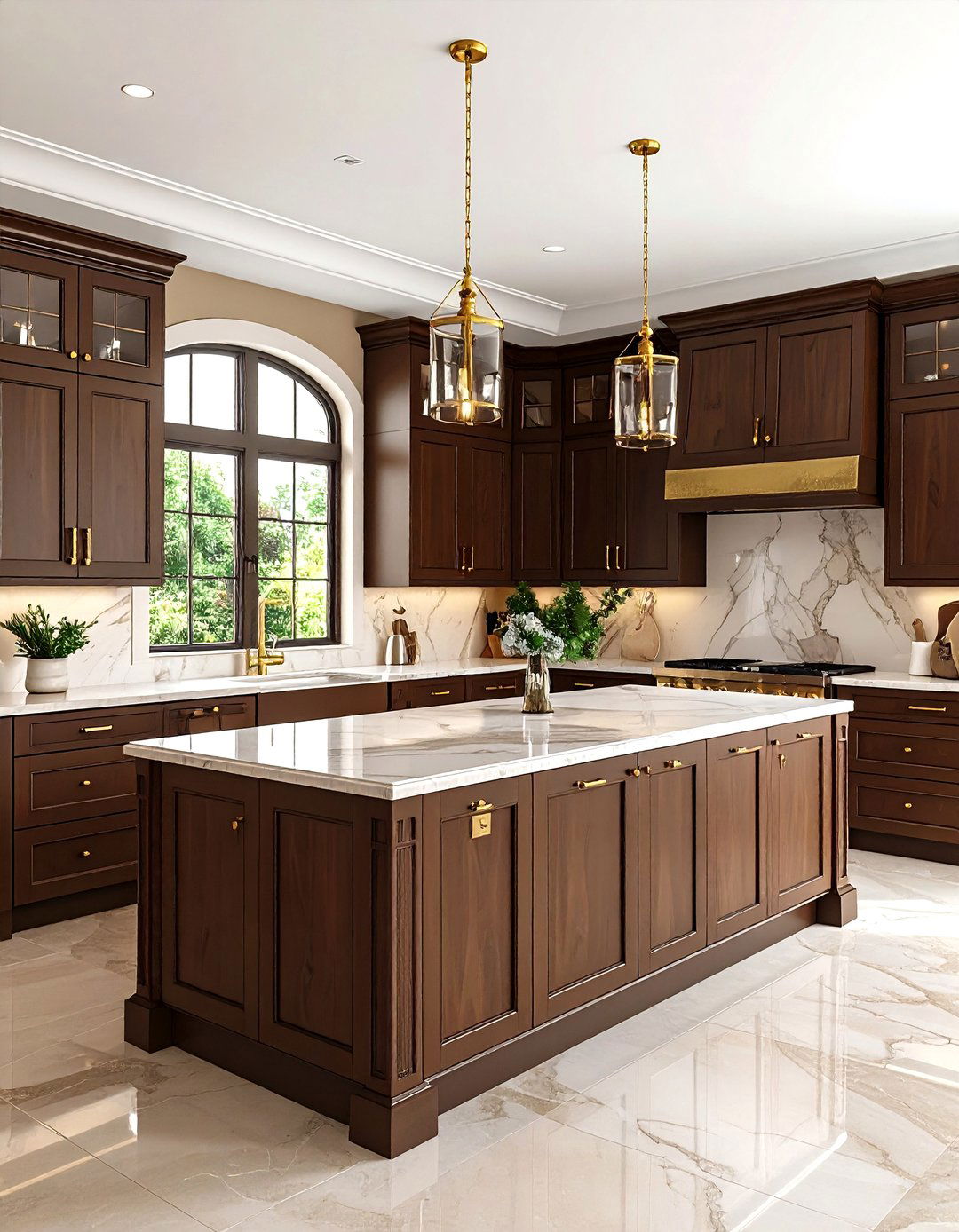 Brown and Brass Luxury Kitchen - 24 Brown Kitchen Ideas